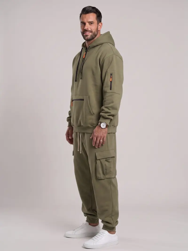 Men’s Hooded Two-Piece Set – Relaxed-Fit Top & Pants for Fall & Winter