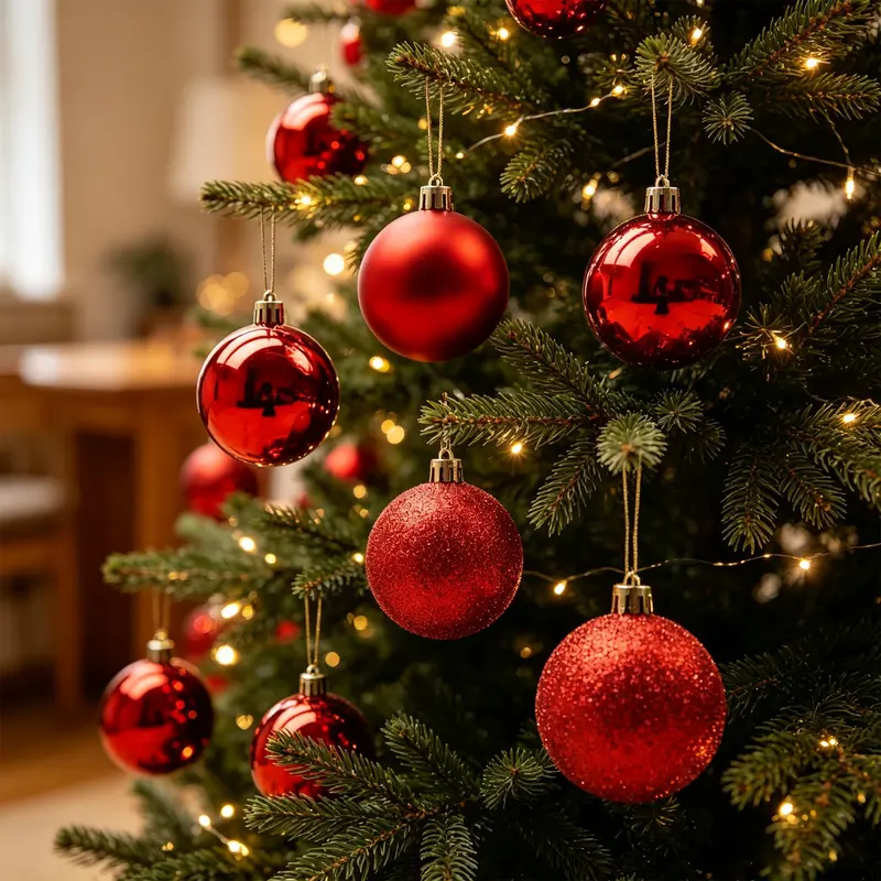 Christmas Decoration Balls Set, Ornaments, 105 Pieces, 3cm/4cm/6cm/7cm Sizes, Glossy, Matte, Glitter, Cutout Balls, 18cm Deer Star Tree Topper