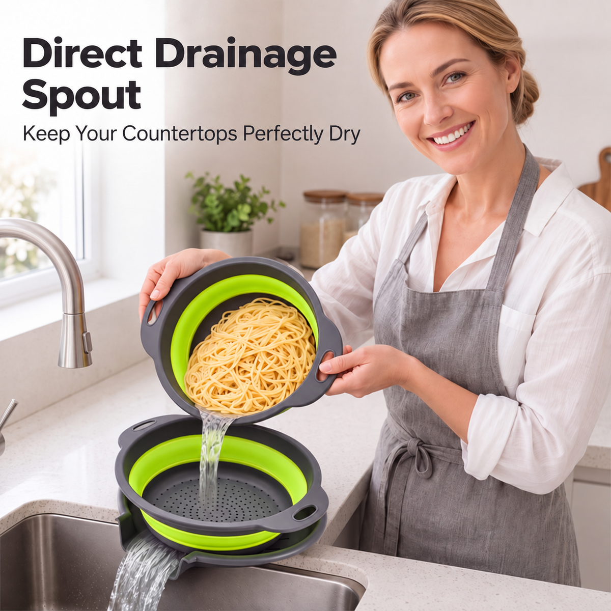 3-Piece Foldable Strainer Set with Draining Tray | Space-Saving, Multifunctional & Dishwasher-Safe | Kitchen Draining Rack