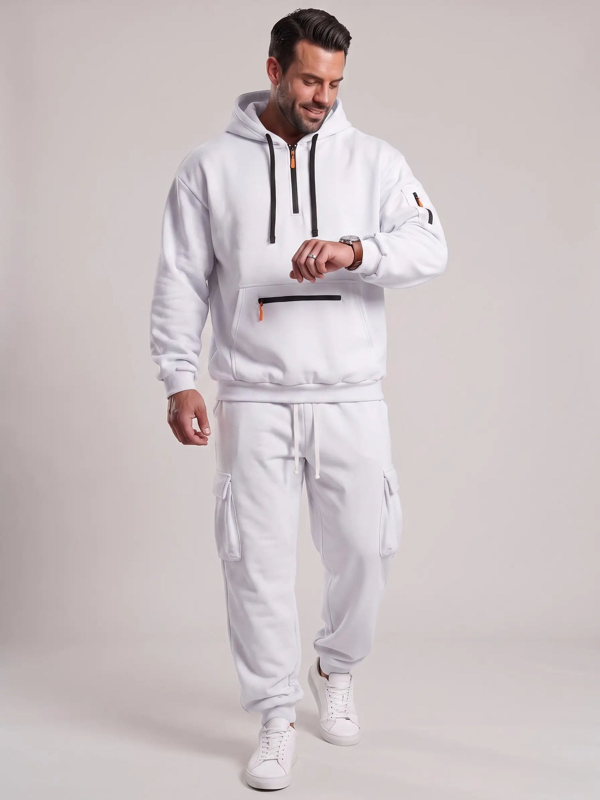 Men’s Hooded Two-Piece Set – Relaxed-Fit Top & Pants for Fall & Winter