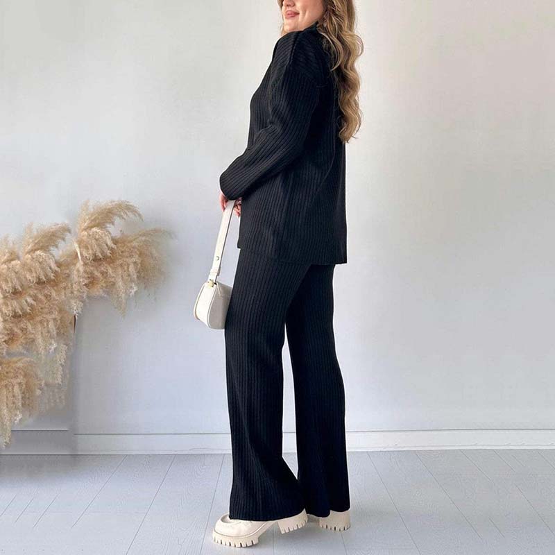 Women’s Cozy Knit Two-Piece Set with Side Slits for Fall & Winter