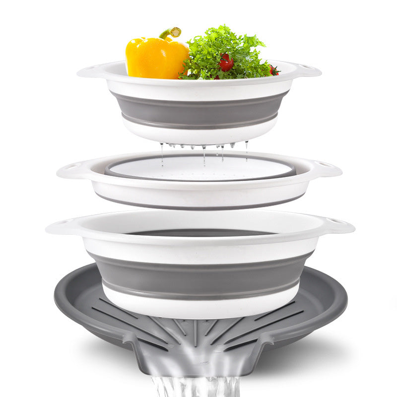 3-Piece Foldable Strainer Set with Draining Tray | Space-Saving, Multifunctional & Dishwasher-Safe | Kitchen Draining Rack